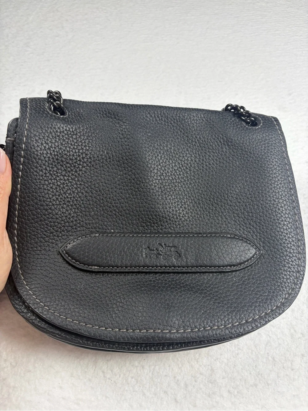 Black Coach SHADOW‎ crossbody in pebble leather